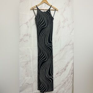 Vtg Jessica Mcclintock Gunne Sax Slinky Swirl Maxi Dress - D35